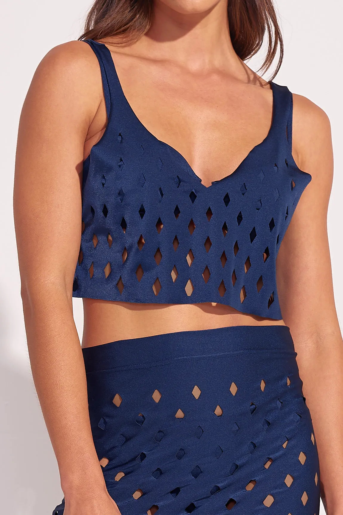 Top The Diamond Mesh Navy