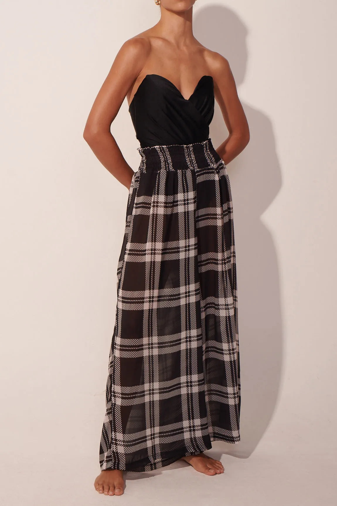 The Vintage Checked Maxi Pants Black