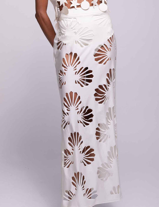 Maxi Shell White Skirt