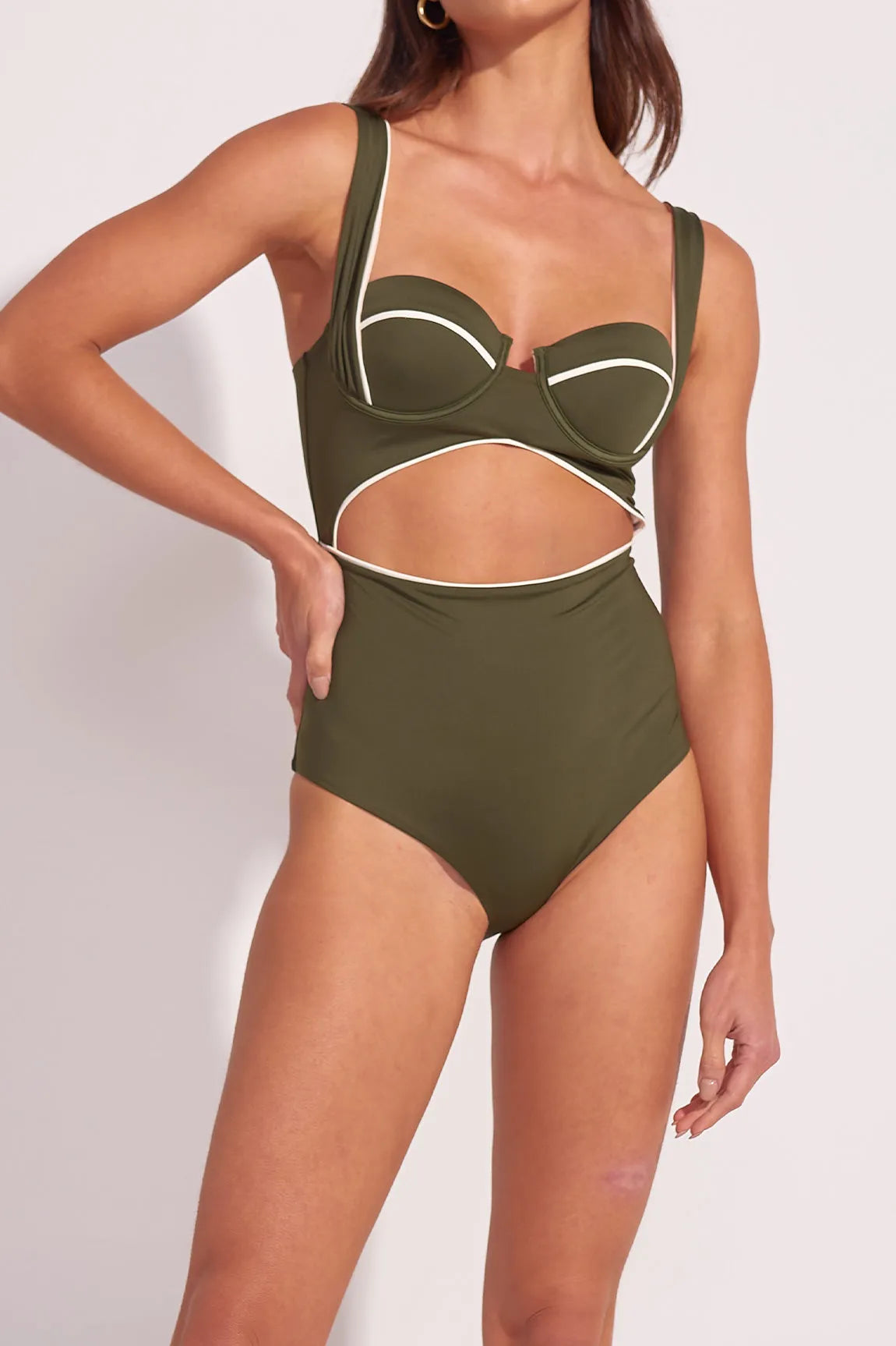 The Olive Chevron One Piece