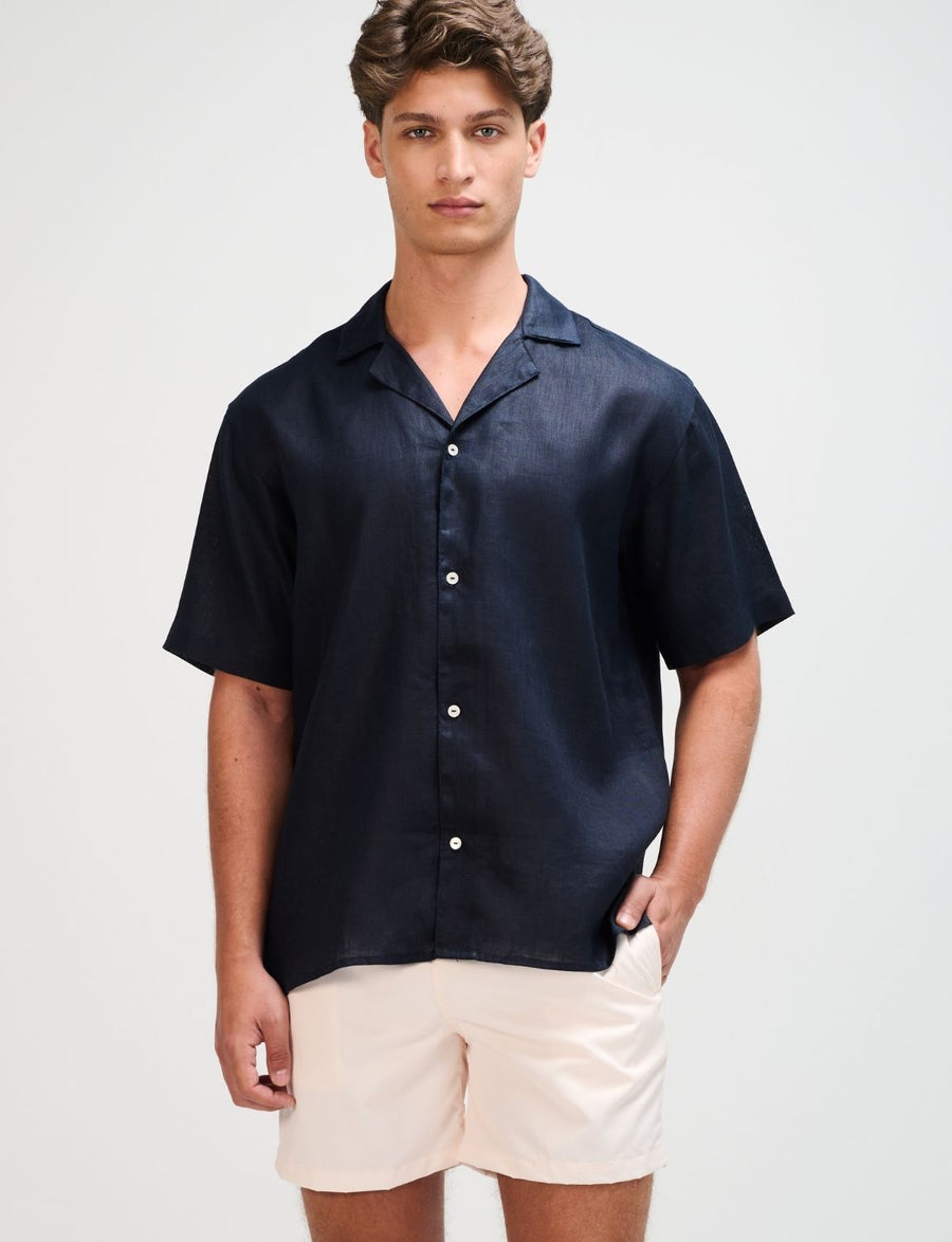 The Navy Resort Men Linen Shirt