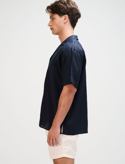 The Navy Resort Men Linen Shirt