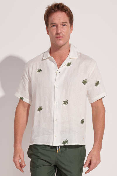 The Ivory Resort Palms Men Linen Shirt