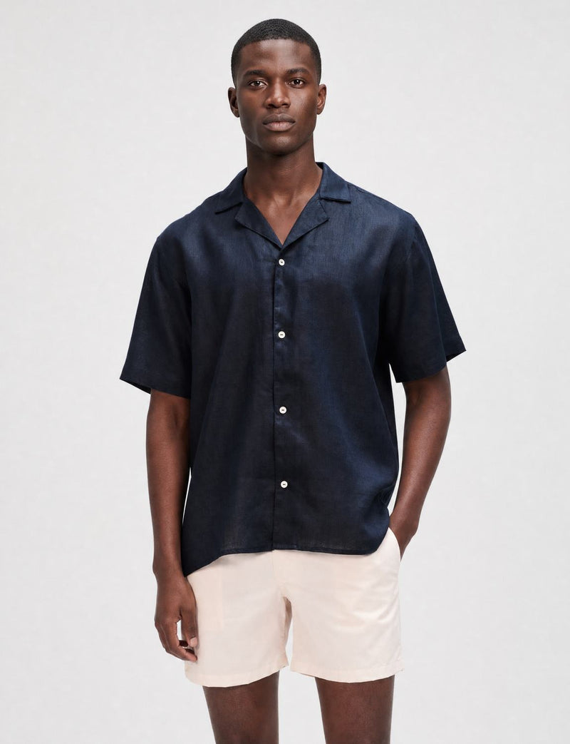 The Navy Resort Men Linen Shirt