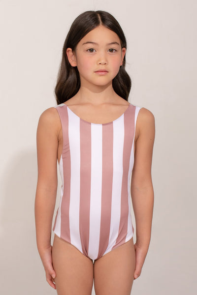 One Piece Swimmer Stripes Dark Nude Girl - ANCORA