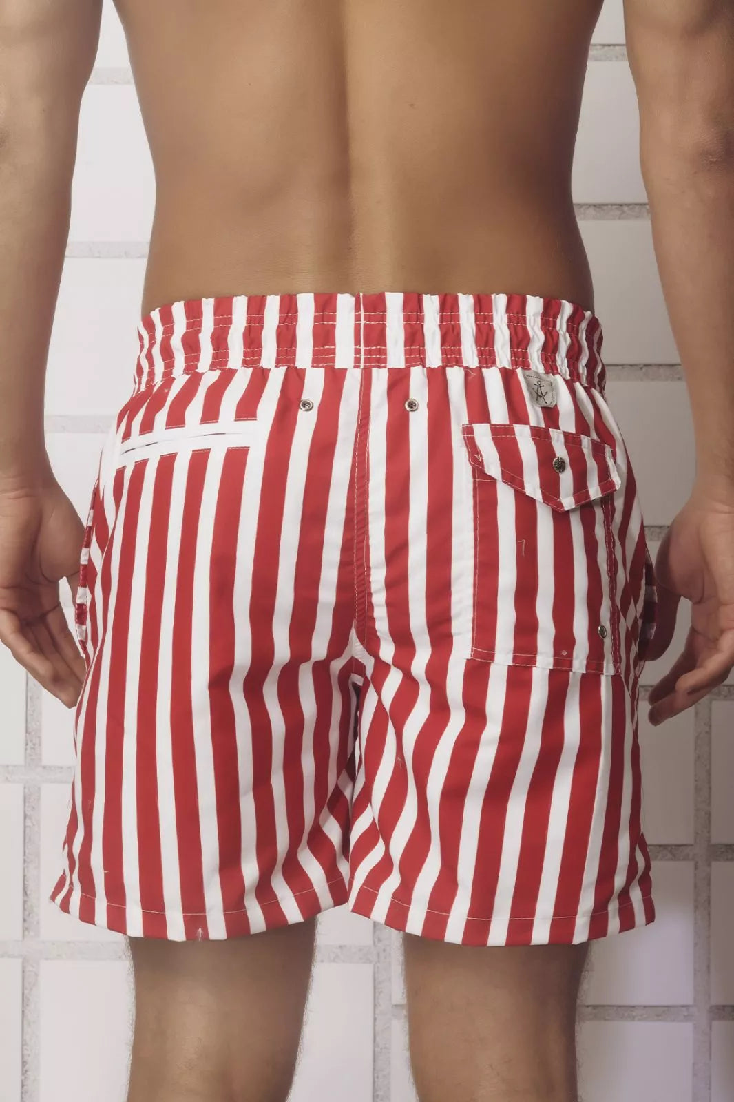 Swim Trunk Tub and Stripes Hot Red - ANCORA